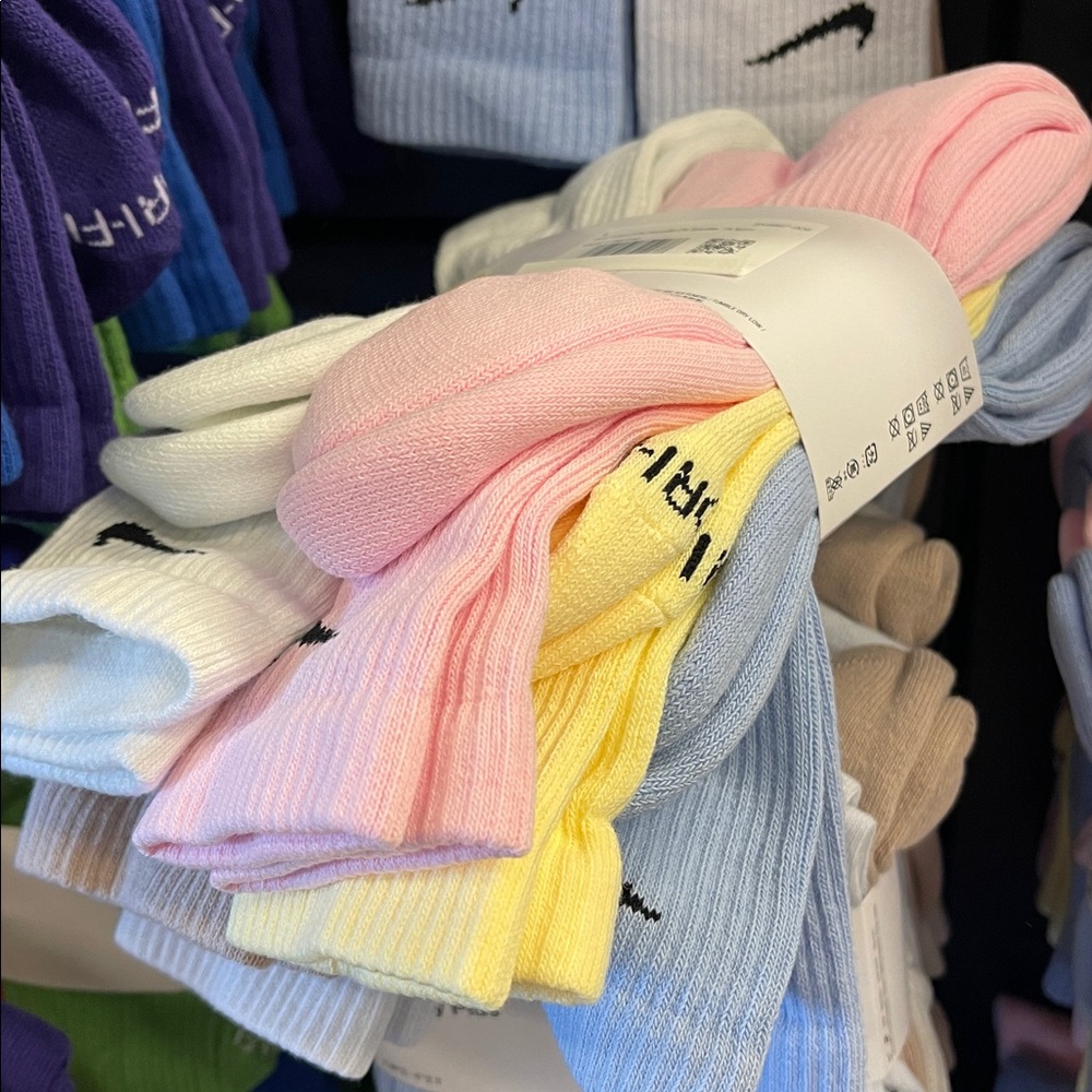 Nike Everyday Plus Socks - Light Gray and Yellow Pink and Purple Cream Tan 6pair - Picture 7 of 16